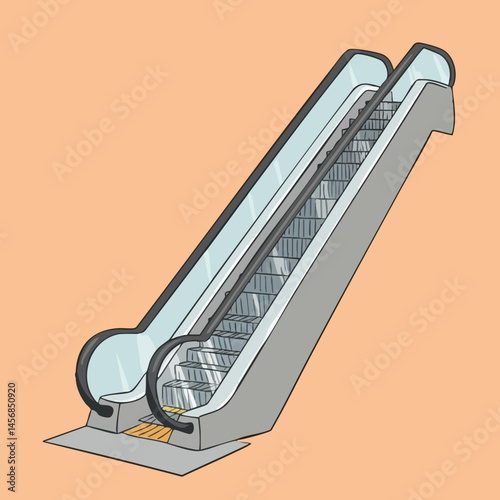 Escalator Vector Illustration. Vector Image
