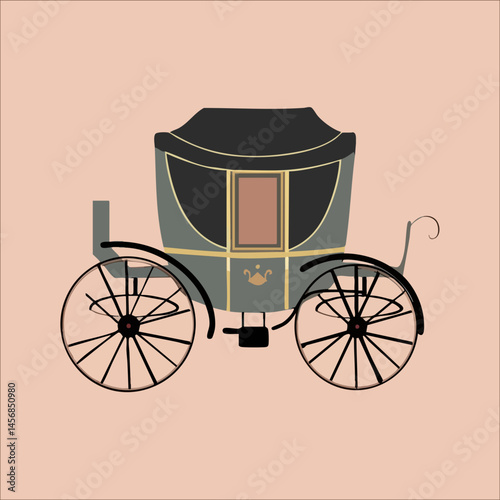 Elegant Horse-Drawn Carriage Illustration. Vector Image