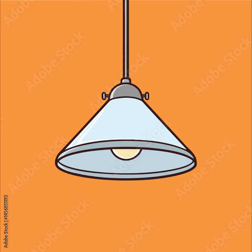 Conical Pendant Light Fixture Illustration. Vector Image