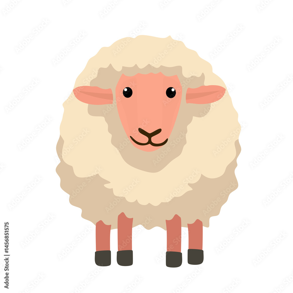 cute white sheep with thick fur. animal vector cute white sheep with thick fur. animal vector