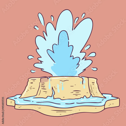 Cartoon Illustration of a Geyser Erupting. Vector Image