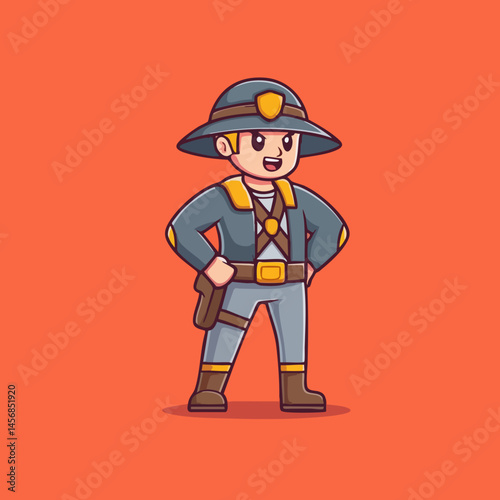 Cartoon Explorer Character Illustration. Vector Image