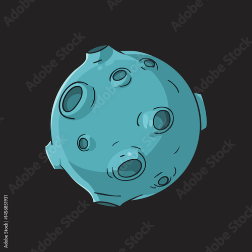 Cartoon Cratered Celestial Body Illustration. Vector Image