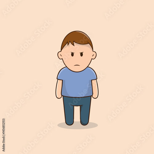 Angry Cartoon Boy Illustration. Vector Image