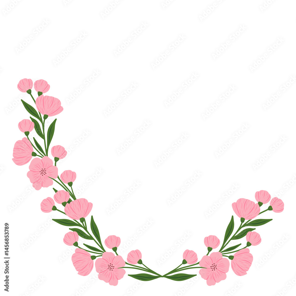 Flower and leaf frame. Floral round frame. Hand drawn simple botanical round frame, laurel, wreath with flowers. Elegant vector illustration for wedding invitation, card, logo. Flower and leaf frame. Floral round frame. Hand drawn simple botanical round frame, laurel, wreath with flowers. Elegant vector illustration for wedding invitation, card, logo.