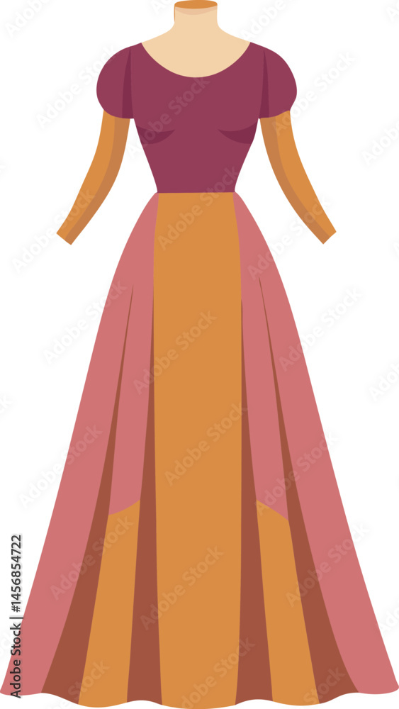 A stylish vector art illustration of a flowing maxi dress, showcasing elegant design, vibrant colors, and perfect for fashion-themed projects A stylish vector art illustration of a flowing maxi dress, showcasing elegant design, vibrant colors, and perfect for fashion-themed projects