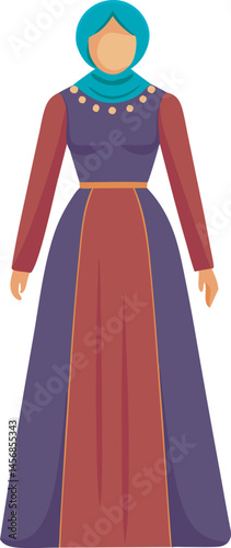A stylish vector art illustration of a flowing maxi dress, showcasing elegant design, vibrant colors, and perfect for fashion-themed projects