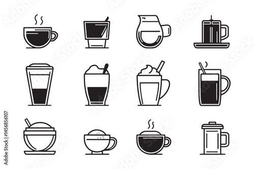 Chai latte mug line drawing design