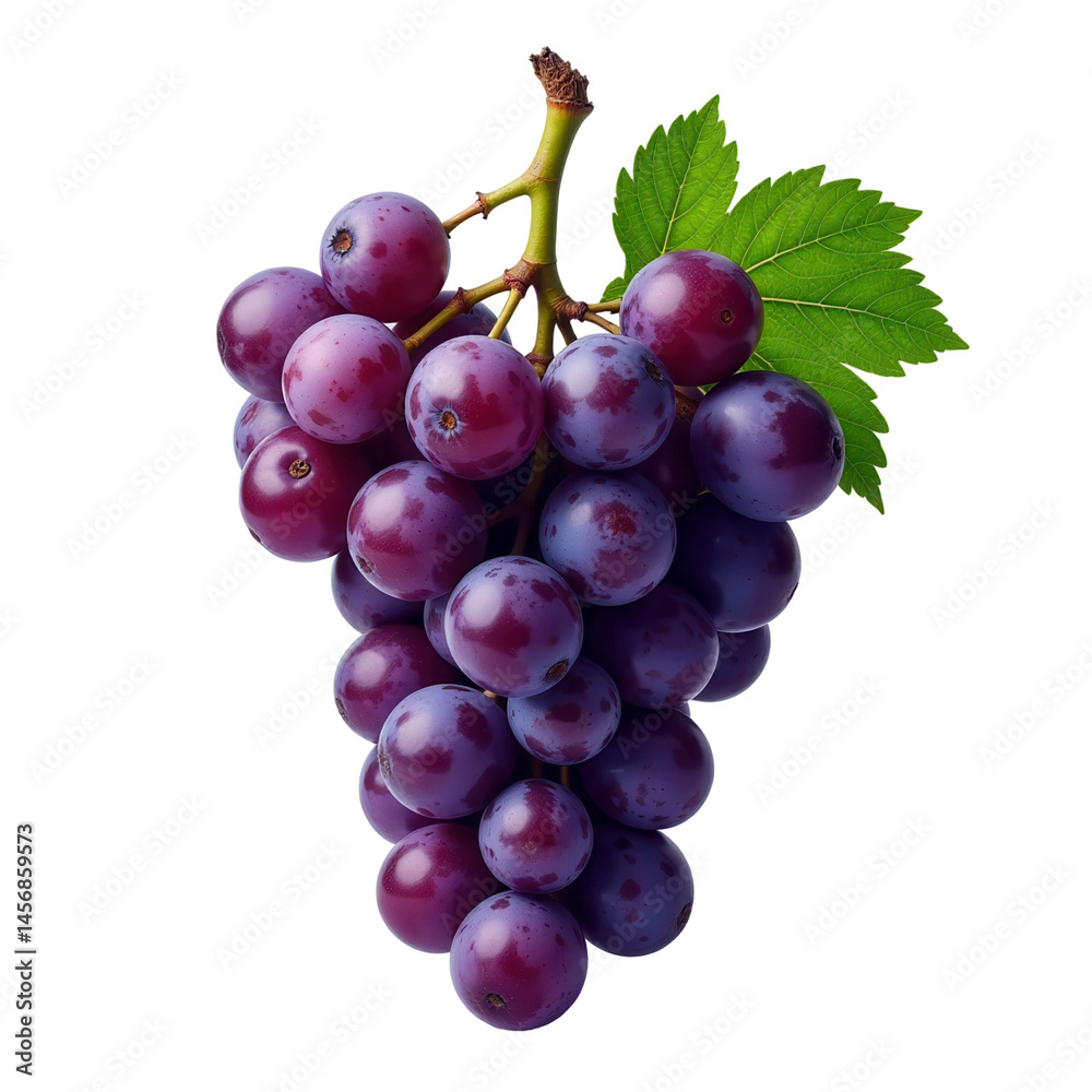 Fototapeta premium Bunch of Purple Grapes on Transparent Background