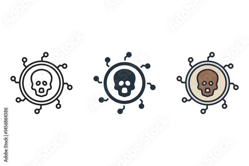 malware icons isolated on White Background. Flat style design