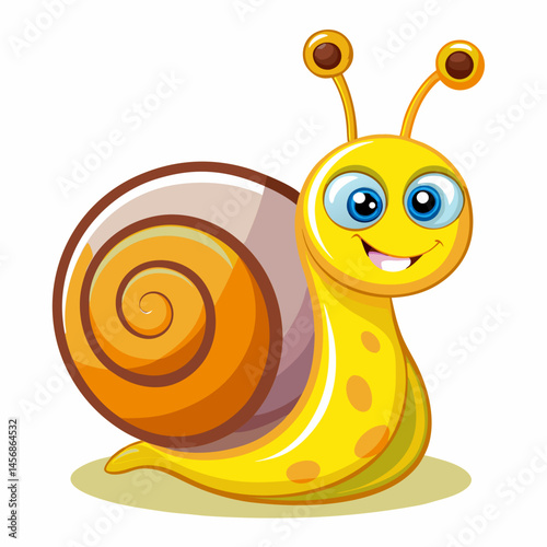 Cute Cartoon Snail Illustration Happy Smiling Shell Garden