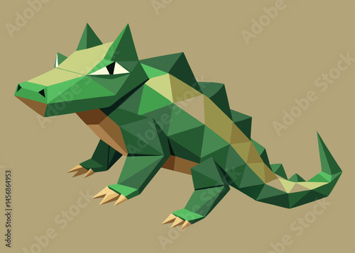 Low Poly Green Crocodile Illustration Geometric Animal Design