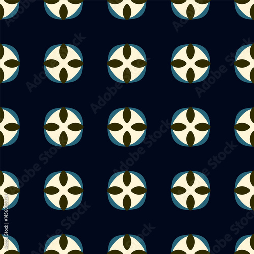 Luxury background round shapes entangled pattern seamless mosaic texture. Geometric motif simple oval tiles geometrical design. Paper, fabric, textile, wallpaper. Easy to recolor all over print block.