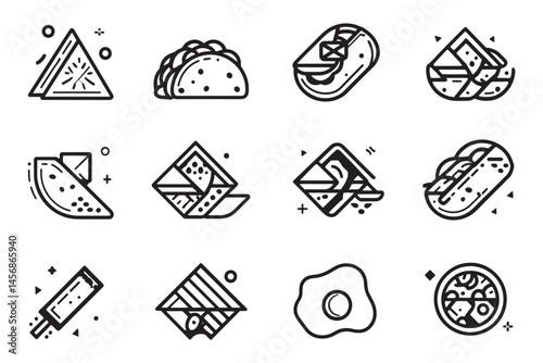 Chilaquiles Minimal Line Art Drawing