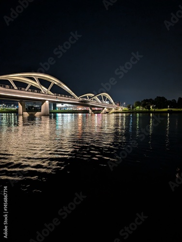 Brücke, Fluss, Linz, Wasser, Nacht,