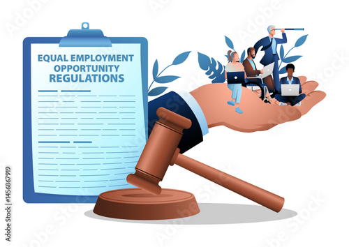 Equal Employment Opportunity EEO Regulations, workplace diversity and legal protection concept