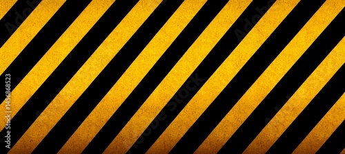 Stripe black and yellow warning background. Construction danger safety sign banner. Generative AI technology.