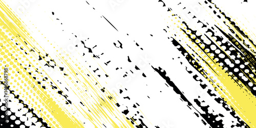 Abstract design with black and yellow brush strokes