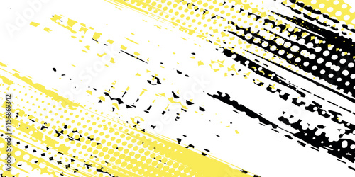 Abstract design with black and yellow brush strokes