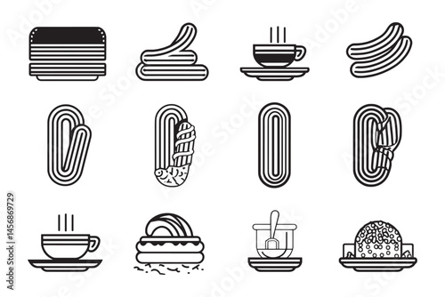 Fried Churros Simple Outline Design