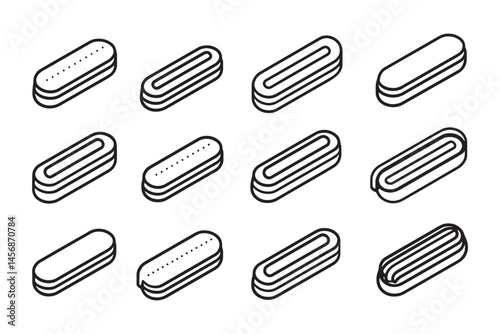 Eclair Pastry Line Art Illustration