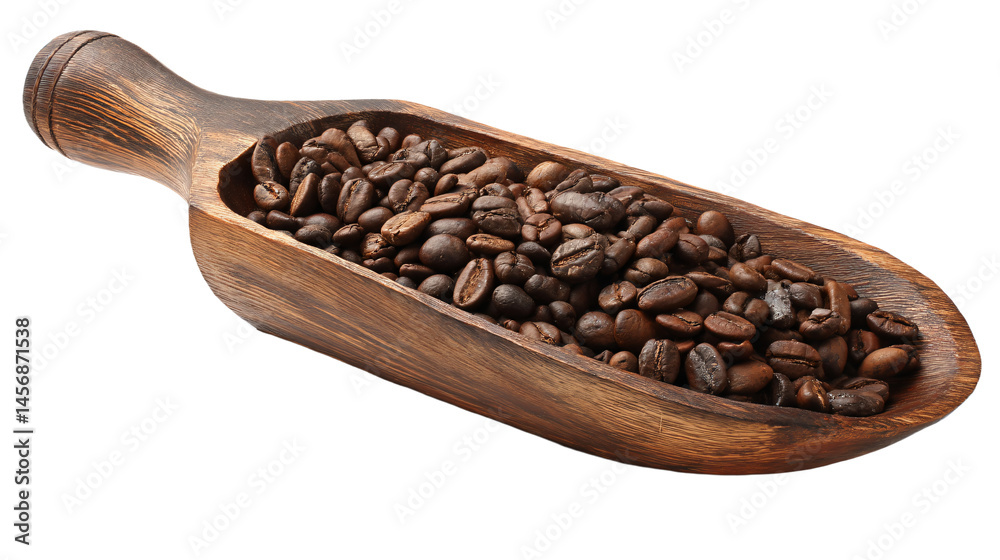 Fototapeta premium a wooden spoon filled with coffee beans