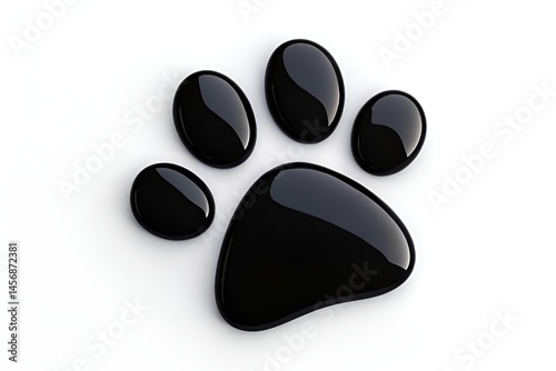 Minimalist Black Animal Paw Print Illustration on White Background