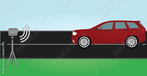 Speed control radar. vector illustration
