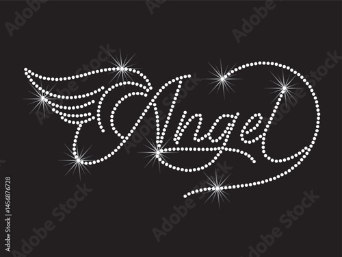 Angel Wings affection  rhinestone appliqué for t-shirts, hoodies, jackets, tote bags, caps, phone cases, heat transfer rhinestone applications on fabrics, DIY Projects, hot-fix, Trendy crystal studs
