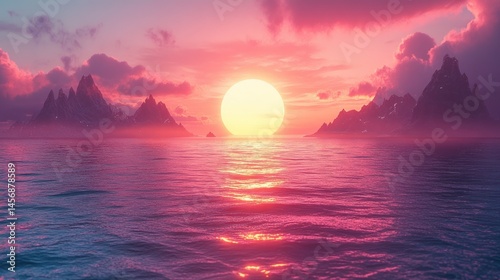 Epic sunset over a tranquil ocean