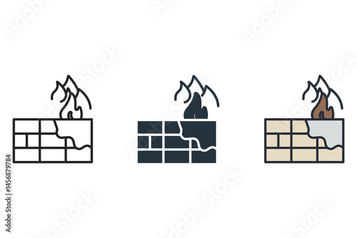 firewall icons isolated on White Background. Flat style design