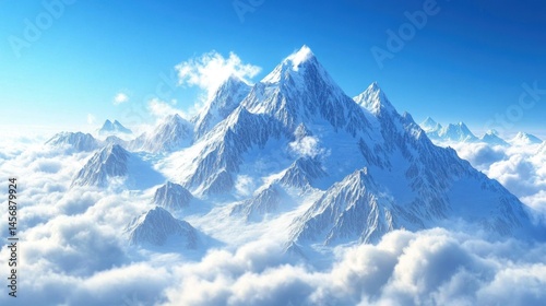Wallpaper Mural Majestic snow-capped mountain range above clouds Torontodigital.ca