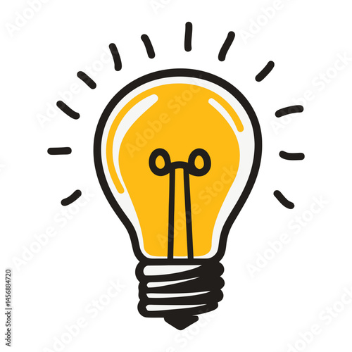 Bright yellow light bulb vector symbolizing idea and creativity