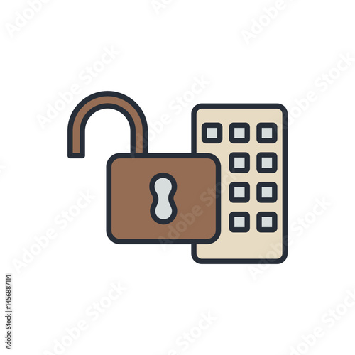 unlock code icons isolated on White Background. Flat style design