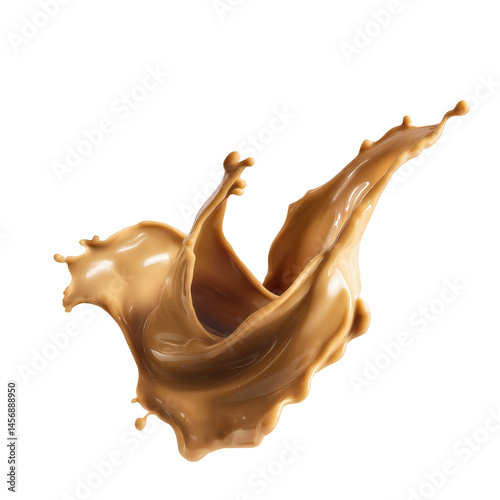 Swirling Milk Coffee Splash on Transparent Background, PNG