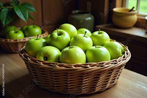 Wallpaper Mural Baskets of vibrant green apples galore Torontodigital.ca