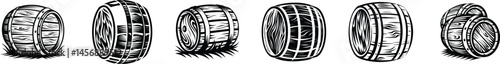 Barrel Silhouettes Collection, Black Barrel Vector Illustrations, Minimalistic Storage Designs