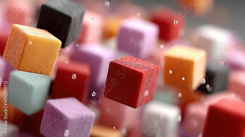 moving cubes with different colors abstract 3d animation,photo stock