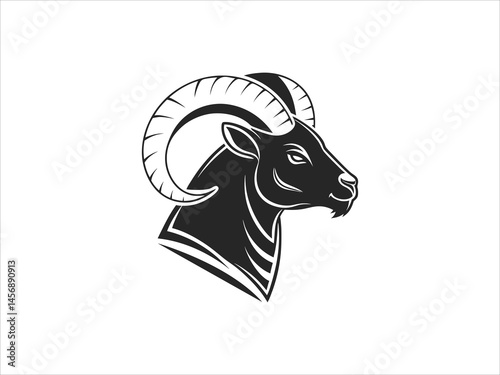 Black and White Ram Goat Head Logos