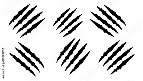 set of black claws scratches animals silhouette