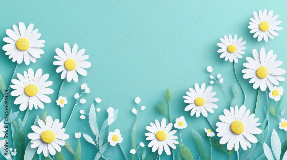 Fototapeta premium A collection of paper daisies on a blue background.