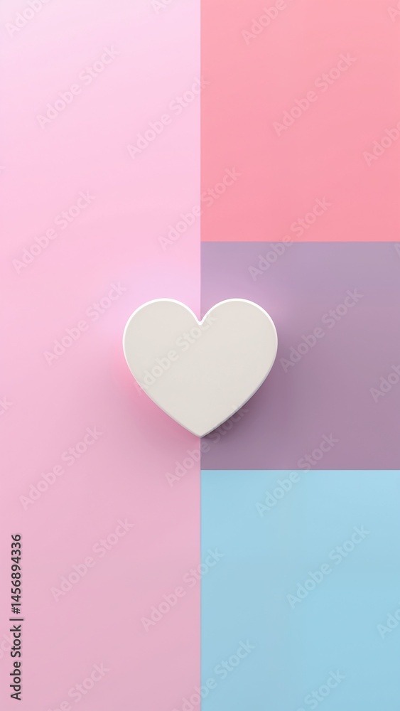 A white heart on a pink and blue background. A white heart on a pink and blue background.