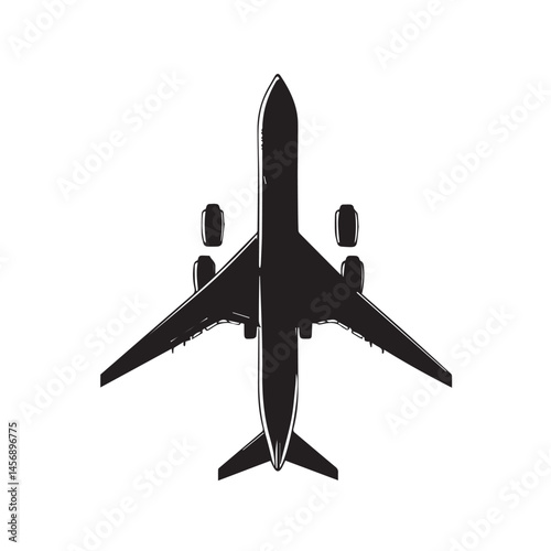Vector Airplane Silhouette in Simple Style