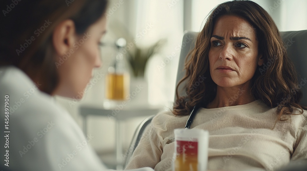 medical worker coldly interacting with a patient, checking vitals without eye contact, showing mechanical care with no emotional connection. healthcare indifference, emotional detachment, patient medical worker coldly interacting with a patient, checking vitals without eye contact, showing mechanical care with no emotional connection. healthcare indifference, emotional detachment, patient