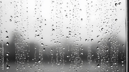 Rain Drops on Glass Window Abstract Black and White Photography