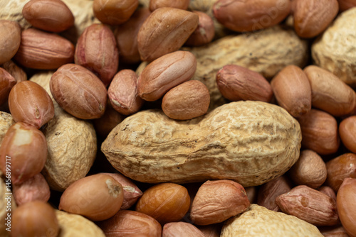 Shelled and Unshelled Peanuts Close-Up
