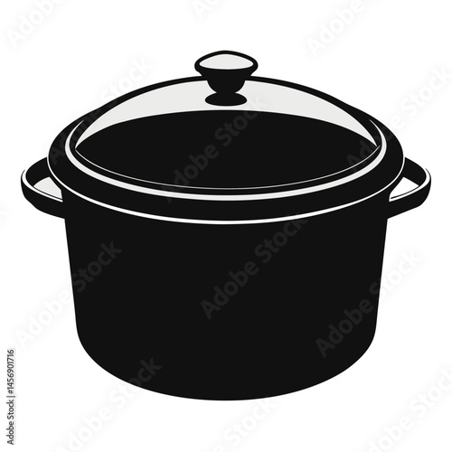 Classic Black Pressure Cooker with Transparent Lid on White Background
