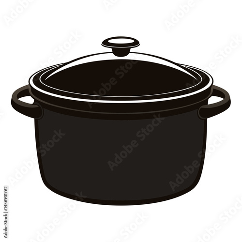 Classic Black Pressure Cooker with Transparent Lid on White Background
