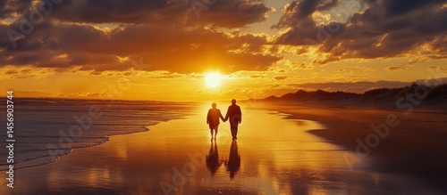 Golden sunset stroll