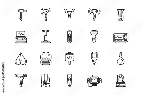 Doppler ultrasound minimalist 2D line art graphic